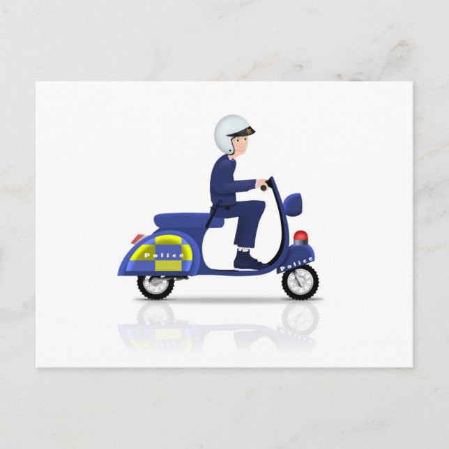 Policeman på Scooter Vykort (Framsida)