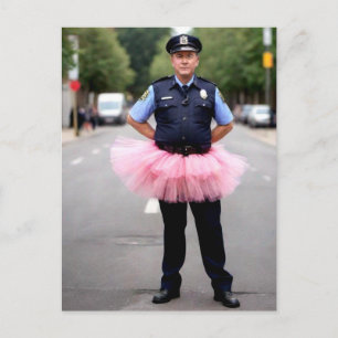 Policeman Wearing Rosa Tutu Vykort