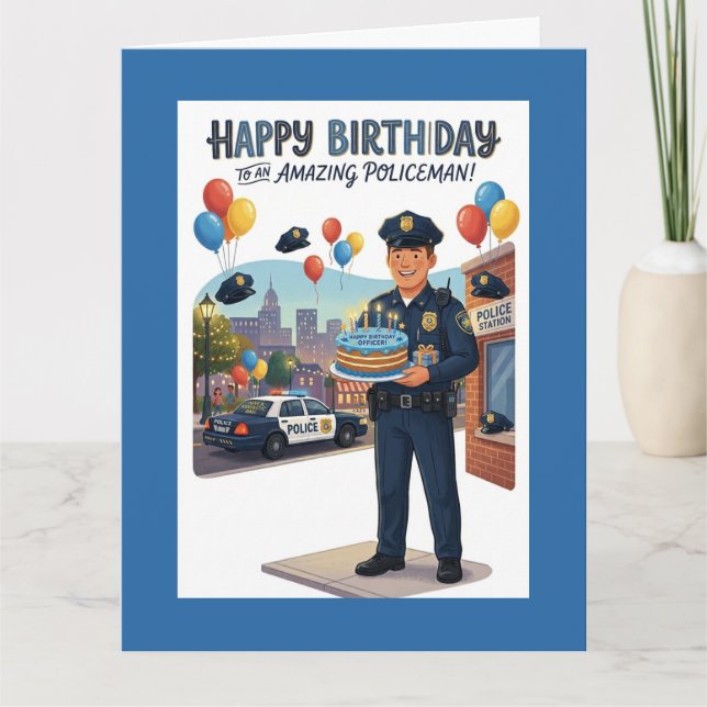 Policeman's Birthday Kort (Framsida)