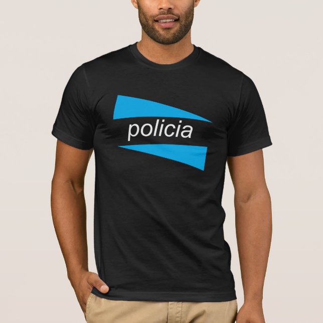 POLICIA med blått kilar skjortan T Shirt (Framsida)