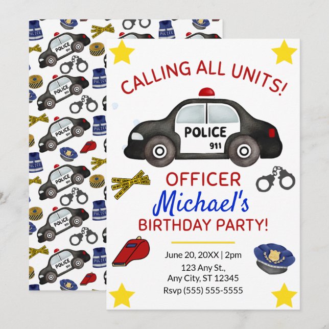 Policy Födelsedagsinbjudan Inbjudningar (Fram/baksida)