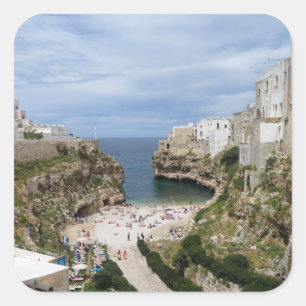 Polignano a Mare city strand in Puglia dekal Fyrkantigt Klistermärke