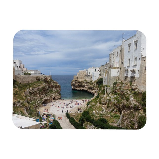 Polignano a Mare city strand rektangular magnet (Horisontell)
