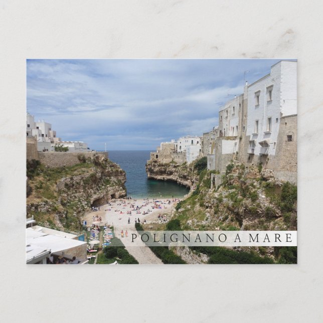 Polignano a Mare City-stranden i Puglia pub vykort (Framsida)