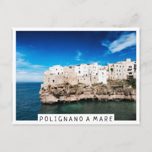 Polignano a Mare-hus på en klippa i Apulien Vykort