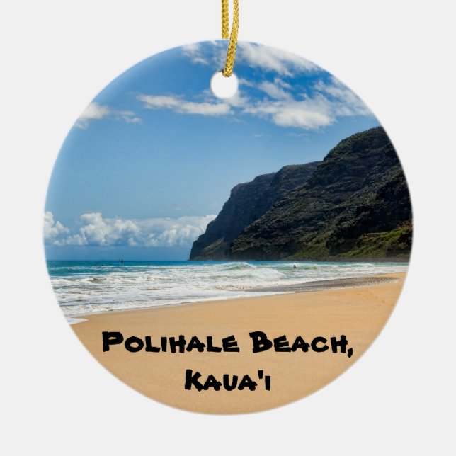 Polihale Kaua'i Keepsaké Julgransprydnad Keramik (Framsidan)