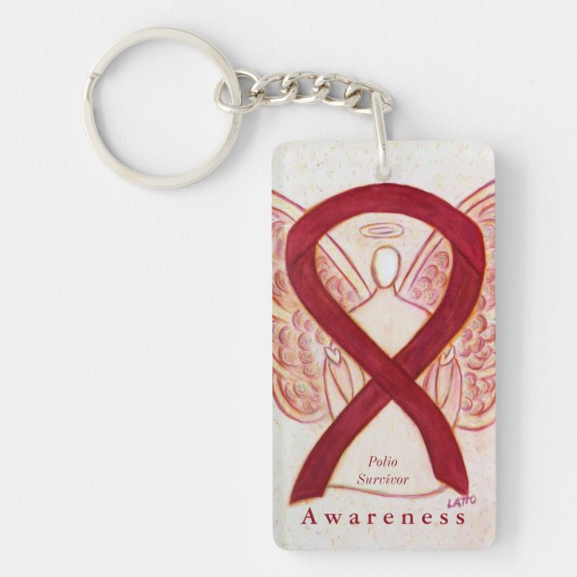 Polio Survivor Angel Awareness Ribbon Keychain (Framsidan)