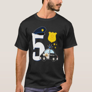 Polis 5 år gammal cute-polisbil 5:e födelsedagen t shirt