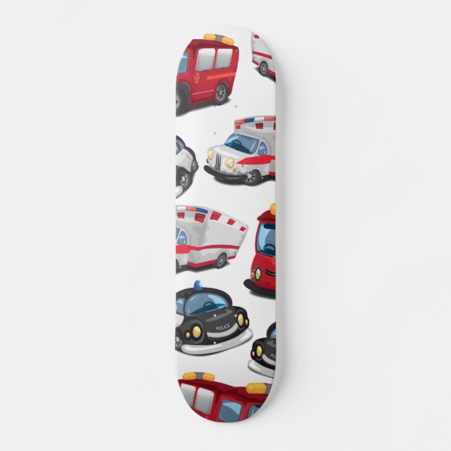 Polis, ambulans och brandkårstransport skateboard bräda 19,5 cm (Framsida)