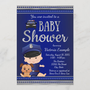 Polis Bebis Shower Inbjudningar