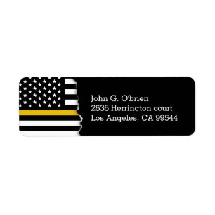Polis Dispatcher Stil American Flagga Returadress Etikett