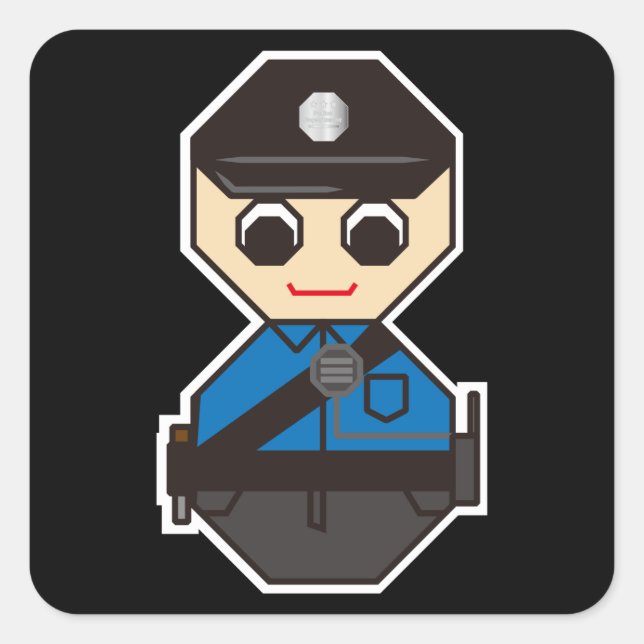 Polis Fyrkantigt Klistermärke (Framsida)