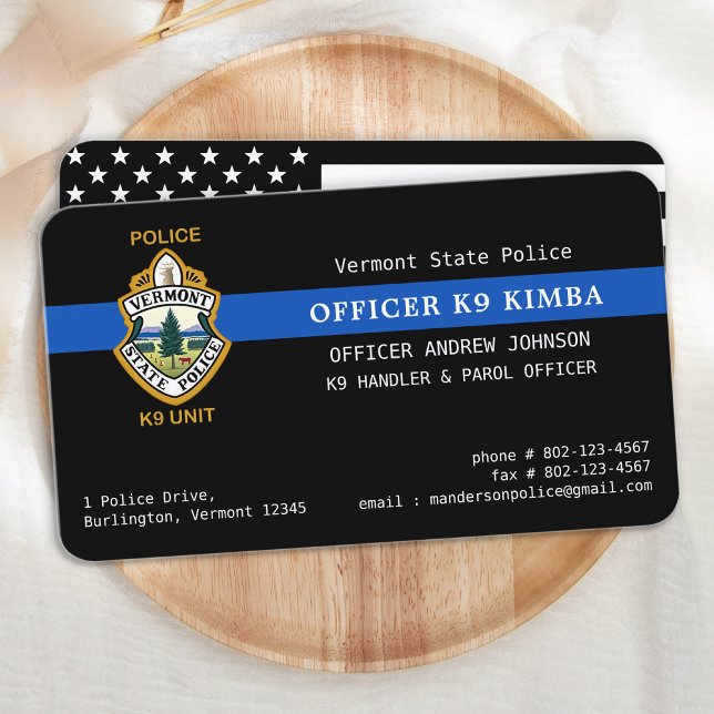 Polis K9-Logotyp: Thin Blue Line-polisens Hund Visitkort (Skapare uppladdad)