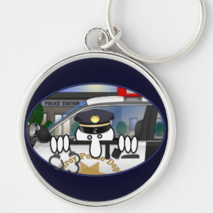 Polis Kilroy Keychain Rund Silverfärgad Nyckelring