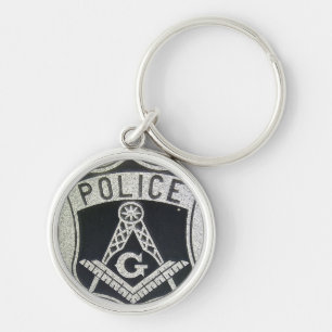 Polis Masonic Keychain Rund Silverfärgad Nyckelring