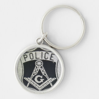 Polis Masonic Keychain Rund Silverfärgad Nyckelring
