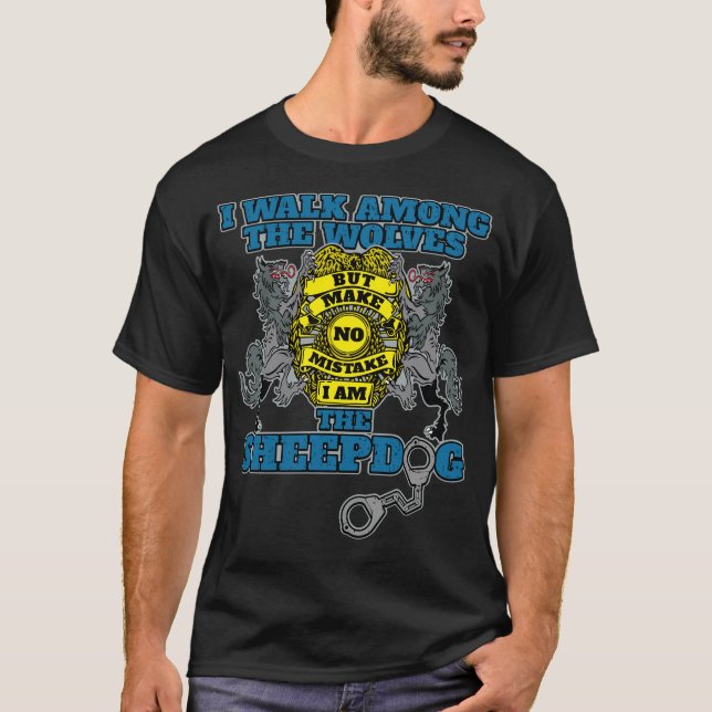Polis mig förmiddag sheepdogen t-shirt (Framsida)