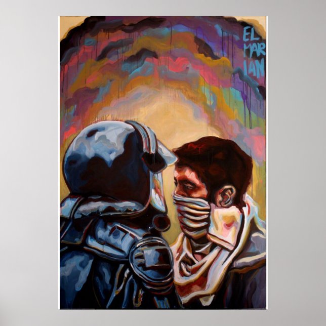 polis mot protester poster (Framsidan)