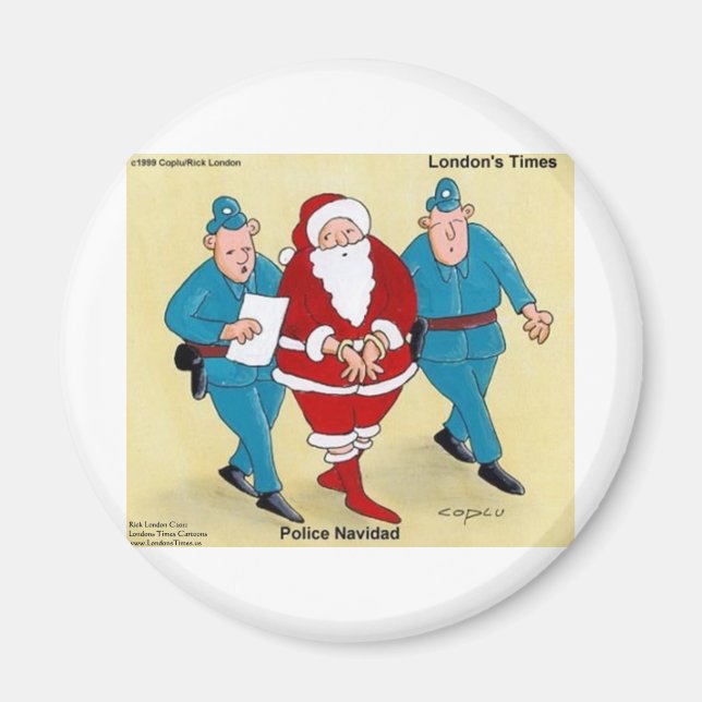 Polis Navidad Roliga julklappar och kort till tomt Magnet (Framsidan)