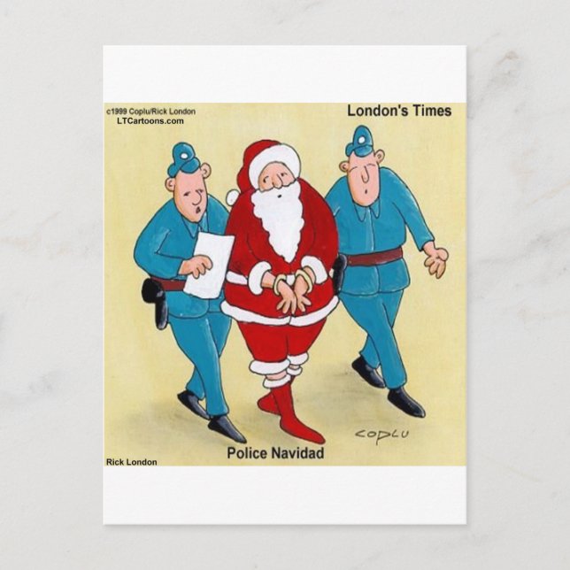 Polis Navidad: Tomten har varit mycket dum Helg Vykort (Framsida)