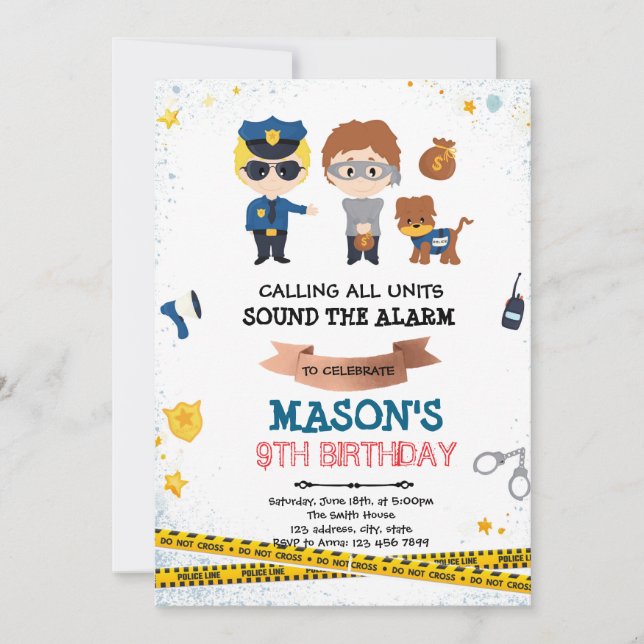 Polis- och rånar- festinbjudan inbjudningar (Framsida)