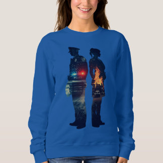 Polis och sjuksköterska par silhuett t shirt