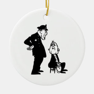 Polis och tjuv julgransprydnad keramik