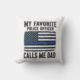 Polis Officer Pappa Tunn Blå Linje Vintage Vektor Kudde