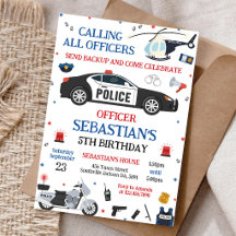 Polis Officer Polisman Barn Födelsedagsinbjudan