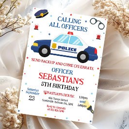 Polis Officer Polisman Barn Födelsedagsinbjudan Inbjudningar