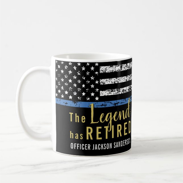 Polis Pension Amerikanska Flagga Thin Blue Line Kaffemugg (Vänster)