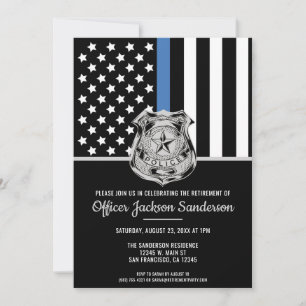 Polis Pension Blå Linje Flagga Law Enforcement Inbjudningar