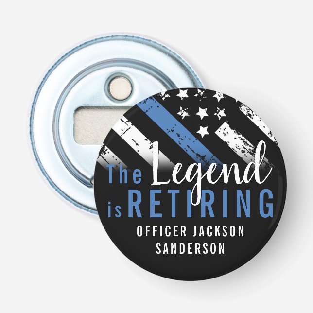 Polis Pension Blue Line Flagga Tillsatta lagar Flasköppnare (Framsidan)