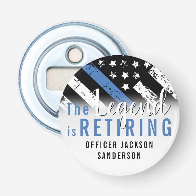 Polis Pension Blue Line Flagga Tillsatta lagar Flasköppnare (Framsidan)