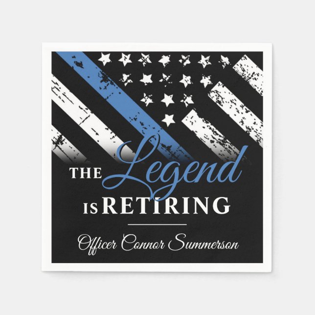 Polis Pension Blue Line Flagga Tillsatta lagar Pappersservett (Framsidan)