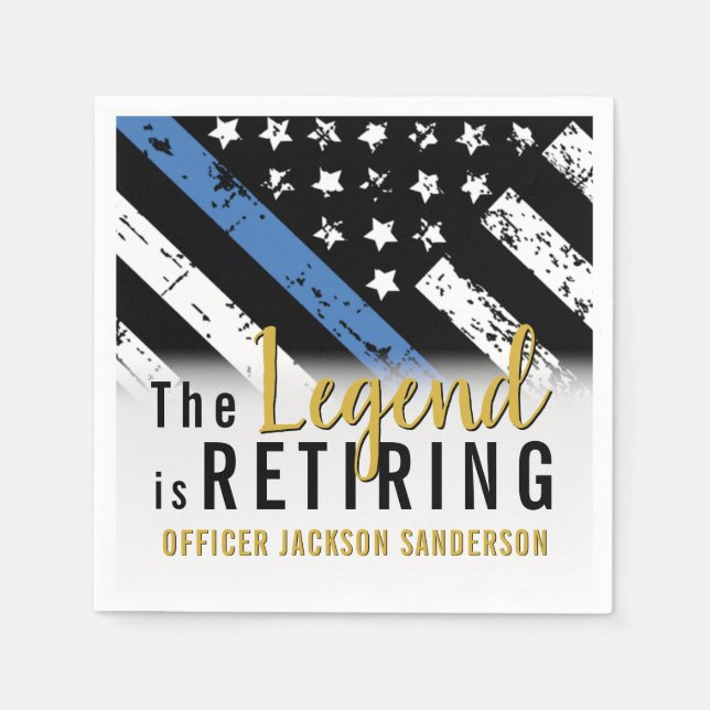 Polis Pension Blue Line Flagga Tillsatta lagar Pappersservett (Framsidan)