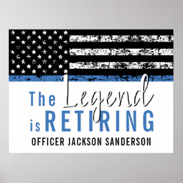 Polis Pension Blue Line Flagga Tillsatta lagar Poster