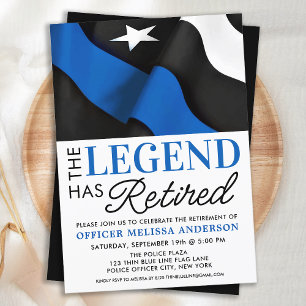 Polis Pension Party Blue American Flagga Inbjudningar