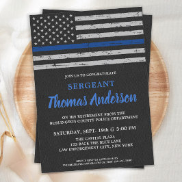 Polis Pension Party Thin Blue Line Flagga Inbjudningar