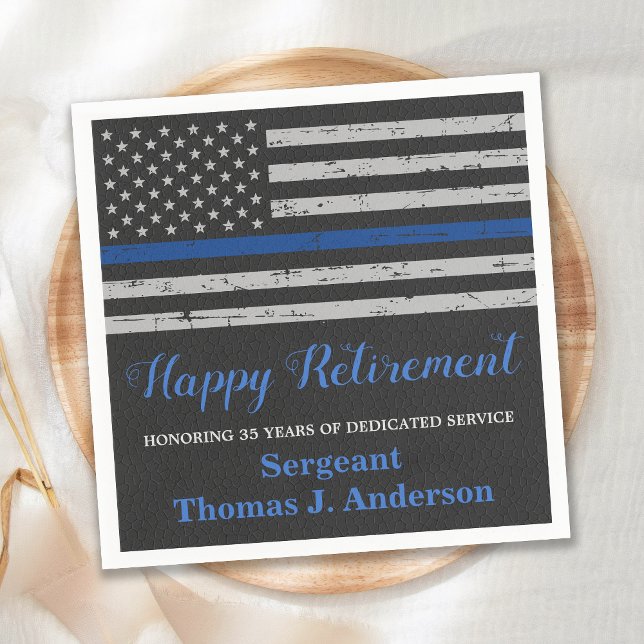Polis Pension Party Thin Blue Line Flagga Pappersservett (Skapare uppladdad)