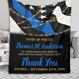 Polis Pension Personlig Thin Blue Line Flagga Fleecefilt