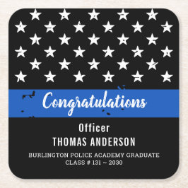 Polis Pension Studentfest Thin Blue Line Underlägg Papper Kvadrat