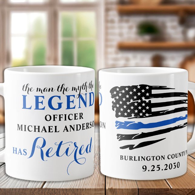 Polis Pension Thin Blue Line Personlig Jumbo Mugg (Skapare uppladdad)