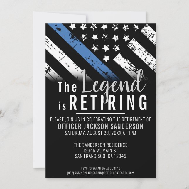 Polis Pension Thin Blue Line Tillsatta lagar Inbjudningar (Framsida)