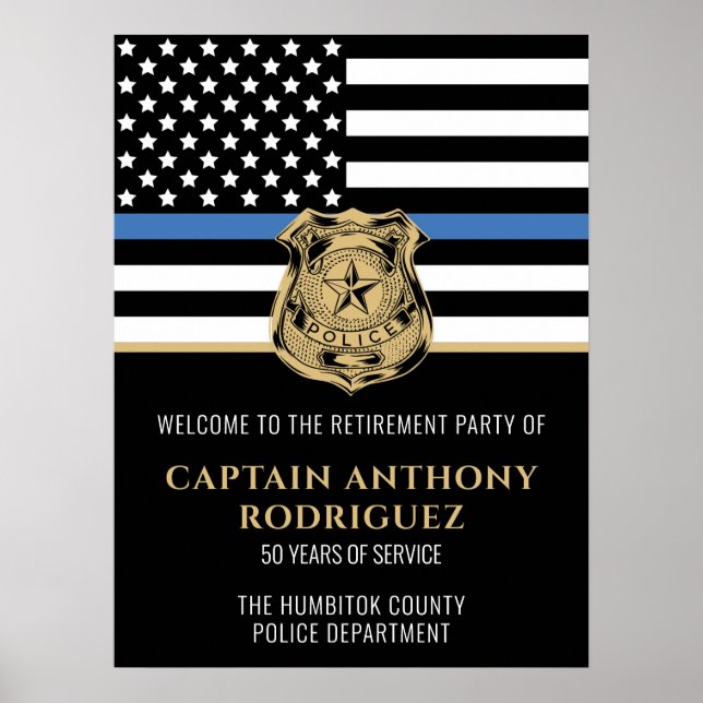 Polis Pension Thin Blue Line Tillsatta lagar Poster (Framsidan)