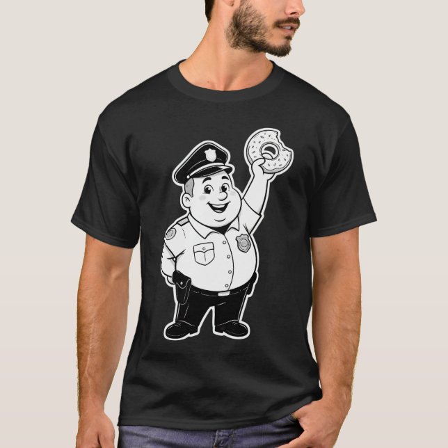 polis som äter en munk t shirt (Framsida)