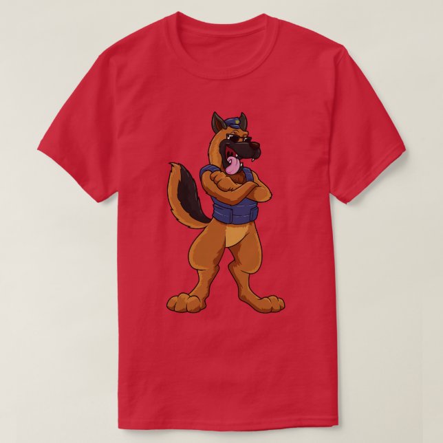 Polis som hund med skyddsväst t shirt (Design framsida)
