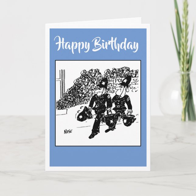 Polis som släcker en brand med Vatten i hjälmar Kort (Framsida)