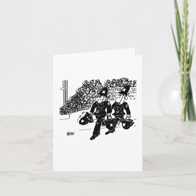 Polis som släcker en brand med Vatten i hjälmar Kort (Framsida)