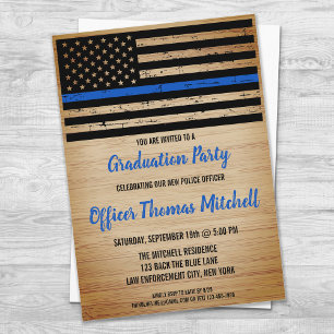 Polis Studenten Amerikanska Flagga Thin Blue Line Inbjudningar